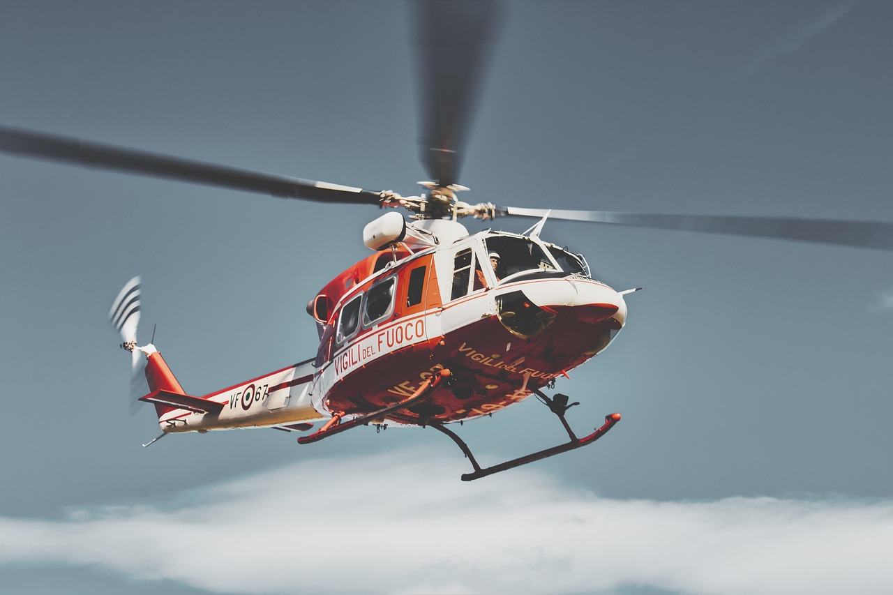 Helicopter flying over Knik Glacier